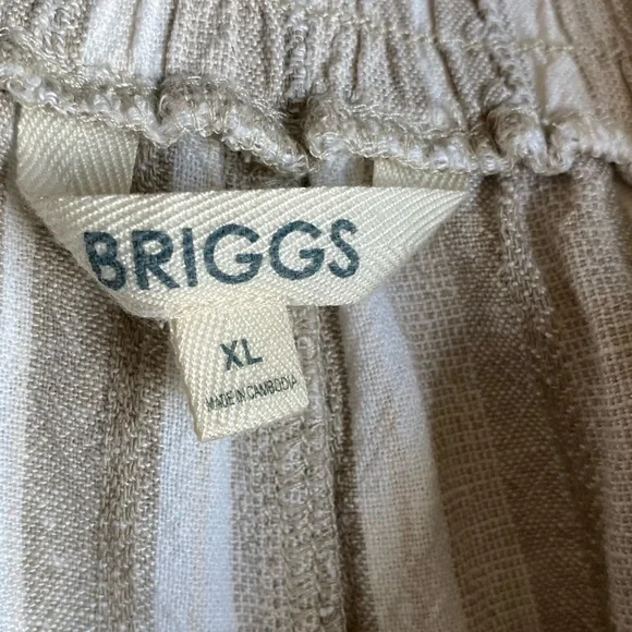 Briggs Striped 55% Linen Pant Size XL Wide Leg Eyelet Detail Lightweight Neutral - Picture 12 of 14